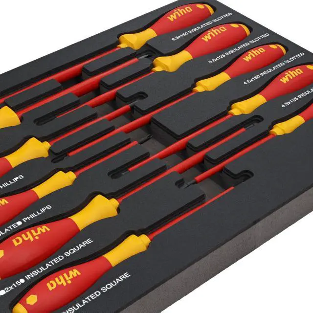 Alt view image 3 of 7 - 32080 10 Piece Insulated SoftFinish Cushion Grip Screwdriver Tray Set 1000V VDE certified, tray organized set, SoftFinish cushion grip, tested to 10,000 volts, made in Germany