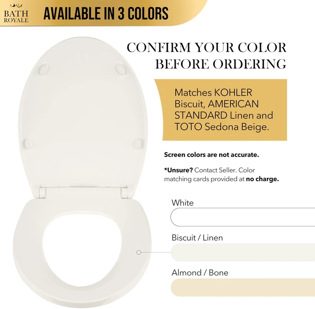 Alt view image 3 of 7 - Elongated Toilet Seat BR501-01 Quiet Close, Stain-Resistant and Easy to Keep Clean, Heavy Duty, Fits All Toilet Brands, Executive Series -Biscuit/Linen
