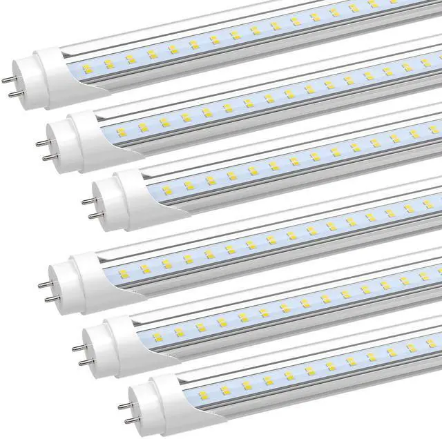 Main image of 4FT LED T8 Type A+B Tube Lights, 28W(75W Equivalent), 4060LM, 6500K Single or Double End Powered, Plug and Play or Ballast Bypass, 4 Foot T10 T12 Fluorescent Bulbs Replacement, Clear(6-Pack)