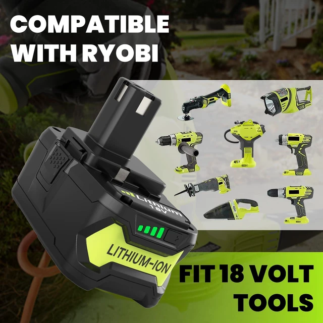 Alt view image 7 of 7 - 2 Pack 8.0Ah P108 Replacement for Ryobi 18 Volt Battery and P117 Charger Compatible with Ryobi 18 Volt Lithium Battery 8000mAh P102 P103 P104 P105 P107 P109 P108 P190 P122 Cordless Tools (Green)