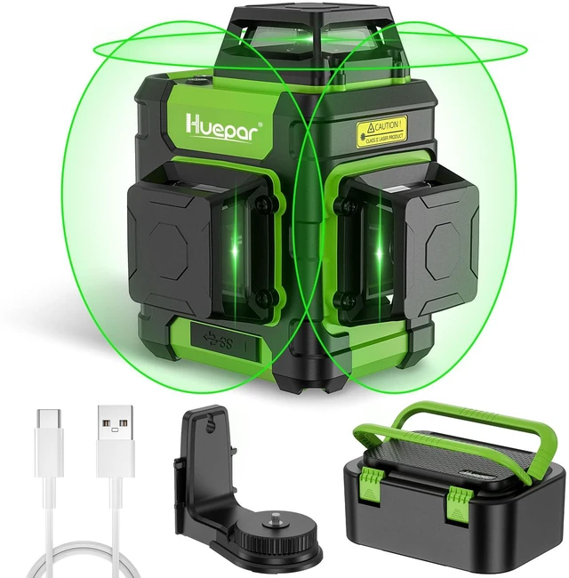 Main image of Laser Level 360 Self Leveling, Rechargeable Green Laser 3x360° Cross Line Lazer Leveler 3D Level Laser Tool for Construction and Picture Hanging, Strong Magnetic Bracket&Hard Carry Case -HM03CG