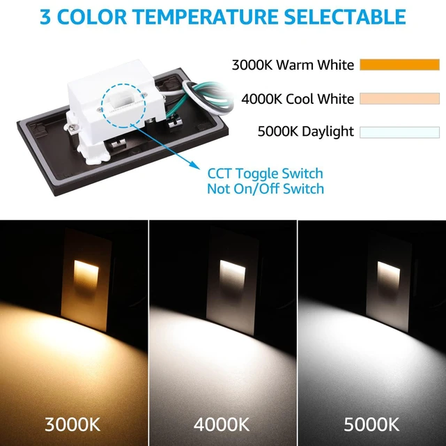 Alt view image 2 of 7 - 6-Pack 3CCT 120V LED Step Lights, Vertical, Oil Rubbed Bronze 110LM, 5%-100% Dimmable, CRI90, ETL, Indoor Outdoor Stair Lights, Wet Location, 3000K/4000K/5000K, Aluminum