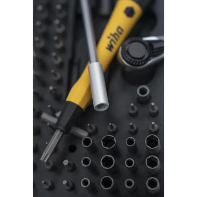 Alt view image 5 of 7 - 75965 ESD Safe Master Technician Ratchet and MicroBits Set, 65 Piece ESD-safe cushion grip handle; micro bits, ratchet, adapter and extension; foam tray metal case; sixty-five piece