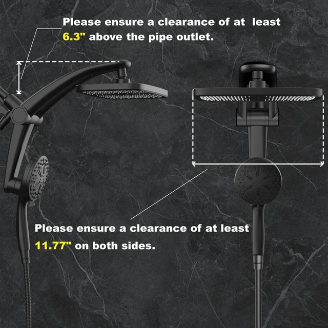 Alt view image 7 of 7 - 12-Inch High Pressure Rain Shower Head with Handheld Spray Combo, Magnetic Dual shower heads; one-piece bracket adjusts height and angle; 9 settings: 8 sprays + 1 Power Jet for cleaning; easy install