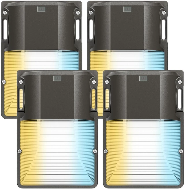 Main image of 30W LED Wall Pack Light, 3CCT 3600LM, Dusk to Dawn Sensor, 4 Pack 120Vac, IP65 Waterproof, 3CCT 3600LM, Hardwired Installation, Pre-punched Design, UL Listed, Garage and Porch Security Use