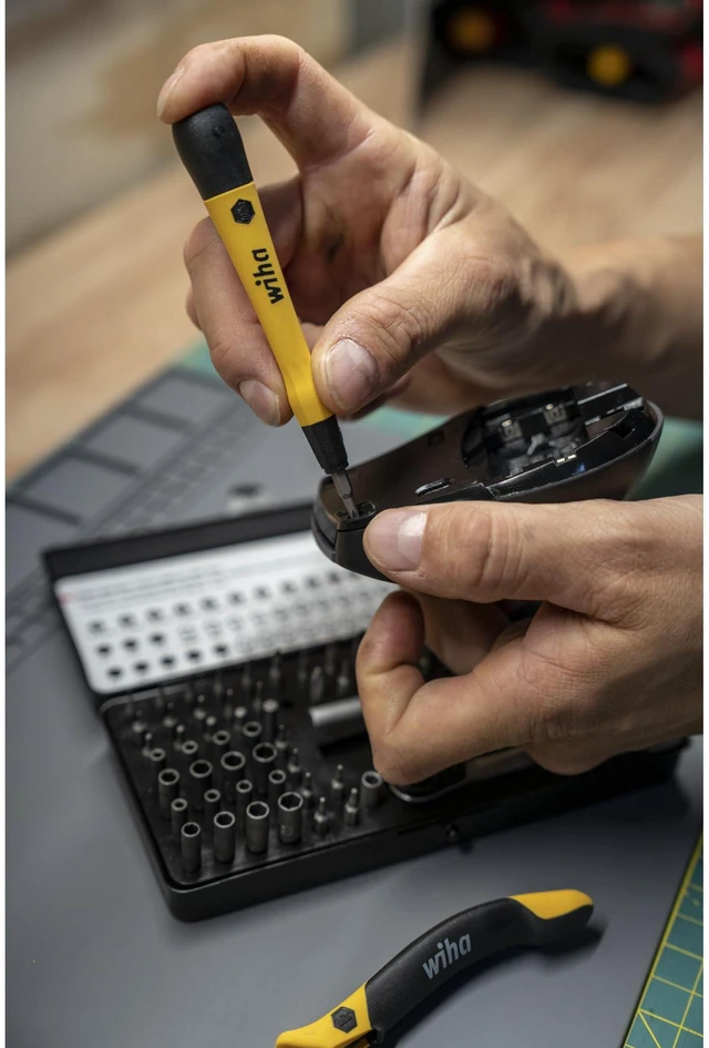 Alt view image 7 of 7 - 75965 ESD Safe Master Technician Ratchet and MicroBits Set, 65 Piece ESD-safe cushion grip handle; micro bits, ratchet, adapter and extension; foam tray metal case; sixty-five piece
