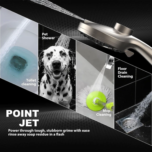 Alt view image 5 of 7 - 12-Inch High Pressure Rain Shower Head with Handheld Spray Combo, Magnetic Dual shower heads; one-piece bracket adjusts height and angle; 9 settings: 8 sprays + 1 Power Jet for cleaning; easy install