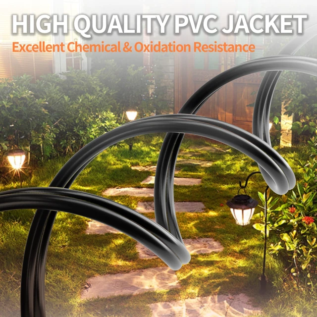 Alt view image 2 of 7 - 500FT 12 Gauge 12/2 Low Voltage Landscape Wire Black 12AWG 2 Conductors Outdoor Low-Voltage Cable Direct Burial Hookup LED Lighting Strips Flexible Cable Copper Clad Aluminum