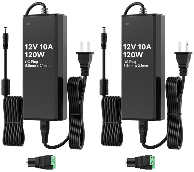 Main image of DC12V 10A 120W LED Driver 2 Pack, Power Supply 100-240V AC to 12V DC 120W Converter, Over Voltage Protection, Short Circuit Protection