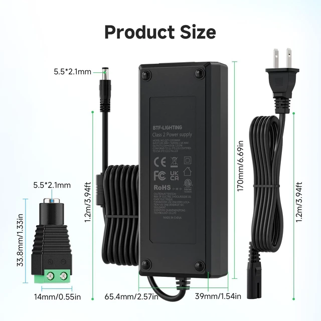 Alt view image 2 of 5 - DC12V 10A 120W LED Driver 2 Pack, Power Supply 100-240V AC to 12V DC 120W Converter, Over Voltage Protection, Short Circuit Protection