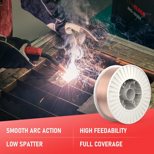 Alt view image 2 of 5 - MIG Welding Wire, ER70S-6 Solid Carbon Steel 0.035 in, 33 lb spool with high feedability, smooth, consistent wire handling