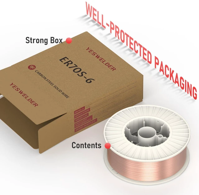 Alt view image 4 of 5 - MIG Welding Wire, ER70S-6 Solid Carbon Steel 0.035 in, 33 lb spool with high feedability, smooth, consistent wire handling