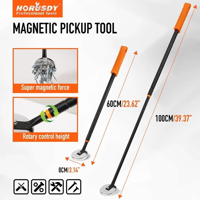Alt view image 6 of 7 - 36-Inch Rolling Magnetic Sweeper with Wheels | 40-Inch Telescoping Magnetic Pickup Tool | Adjustable Handle | 55-Pound Capacity Heavy-Duty Magnet to Pick Up Nails