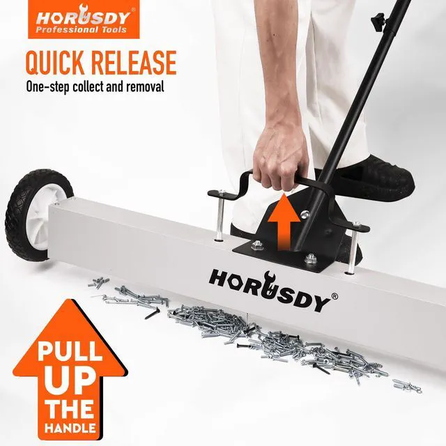 Alt view image 5 of 7 - 36-Inch Rolling Magnetic Sweeper with Wheels | 40-Inch Telescoping Magnetic Pickup Tool | Adjustable Handle | 55-Pound Capacity Heavy-Duty Magnet to Pick Up Nails