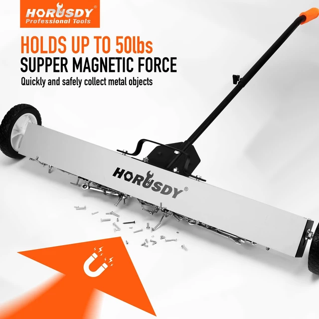 Alt view image 2 of 7 - 36-Inch Rolling Magnetic Sweeper with Wheels | 40-Inch Telescoping Magnetic Pickup Tool | Adjustable Handle | 55-Pound Capacity Heavy-Duty Magnet to Pick Up Nails