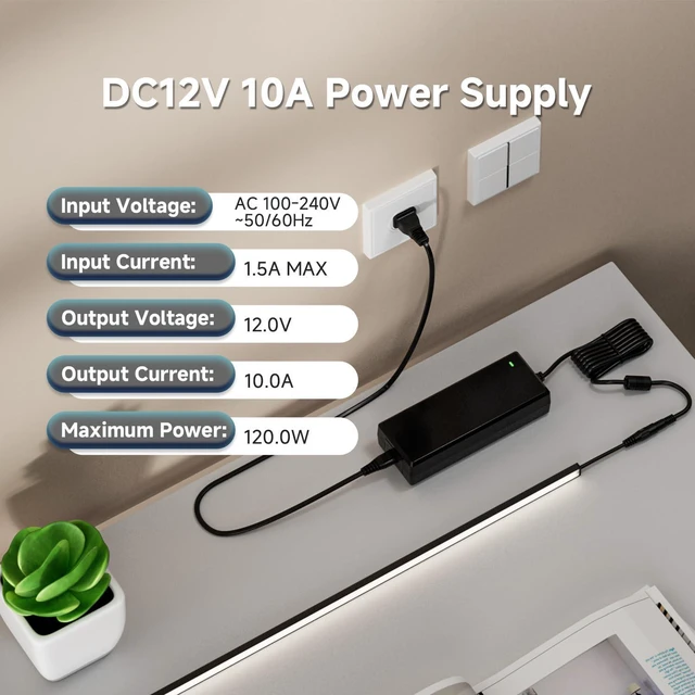 Alt view image 4 of 5 - DC12V 10A 120W LED Driver 2 Pack, Power Supply 100-240V AC to 12V DC 120W Converter, Over Voltage Protection, Short Circuit Protection