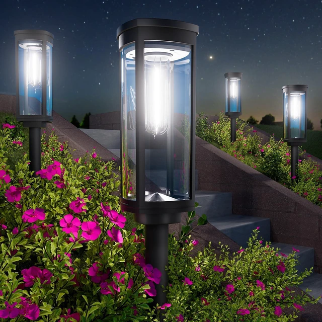Main image of Solar Walkway Lights, 8 Pack, Cool White, IP65 For pathways and yards, Garden Lights Solar Powered Waterproof pair auto on/off with 1124 h runtime for driveway edges