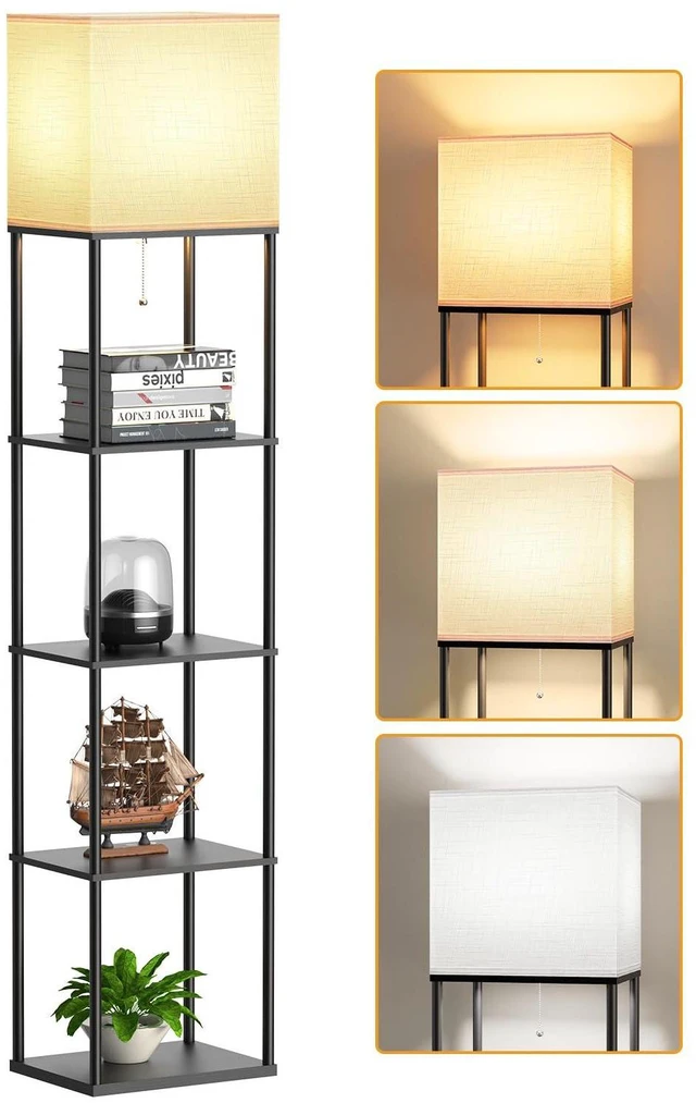Main image of Large Floor Lamp with Shelves, 5-Tier Tall Floor lamp with for Living Room, Shelf Floor Lamp with 3 CCT LED Bulb, Corner Display Standing Column Lamp, Etagere Organizer Tower Nightstand for Bedroom