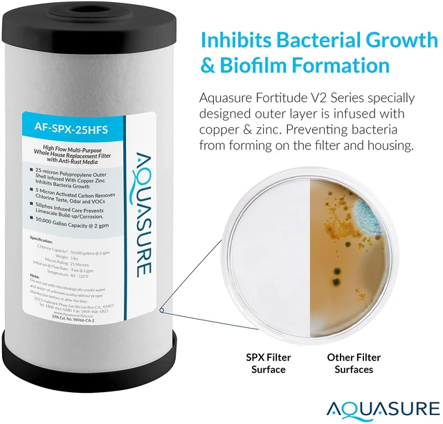 Alt view image 3 of 3 - Fortitude V2 Series AF-SPX-25HFS Sediment/Carbon/Siliphos Anti-Rust Media, Bacteria & Scale Inhibitor, Triple Purpose Whole House Replacement Filter Cartridge For AS-FS-25SPX, Standard Size