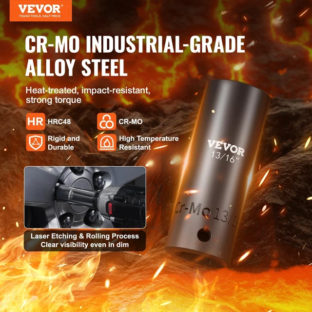 Alt view image 2 of 7 - Impact Socket Set 3/8" & 1/2" Socket Set 59PCS SAE 5/16" to 1-1/4" and Metric 6-32mm, 6 Point Cr-Mo Alloy Steel for Auto Repair, Easy-to-Read Markings, Rugged Construction, Storage Case