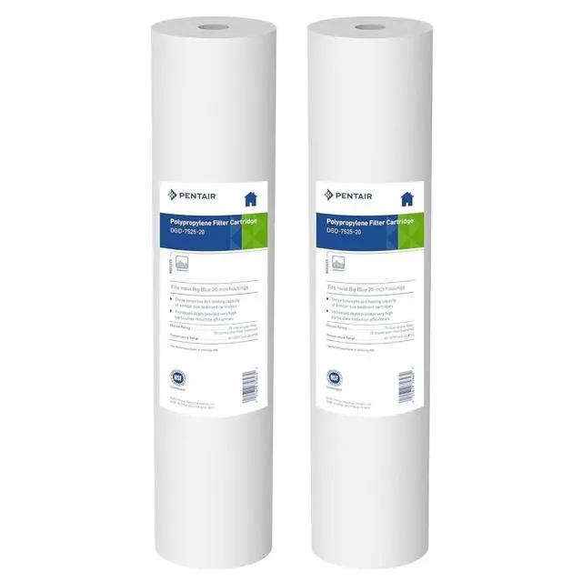 Main image of Pentair DGD-7525-20 Big Blue 20-Inch Sediment Filter, Pack of 2 Whole House Spun Polypropylene Sediment Cartridge; 20" x 4.5", 25 Micron, 3X Dirt-Holding, NSF/ANSI 42, Fits Big Blue