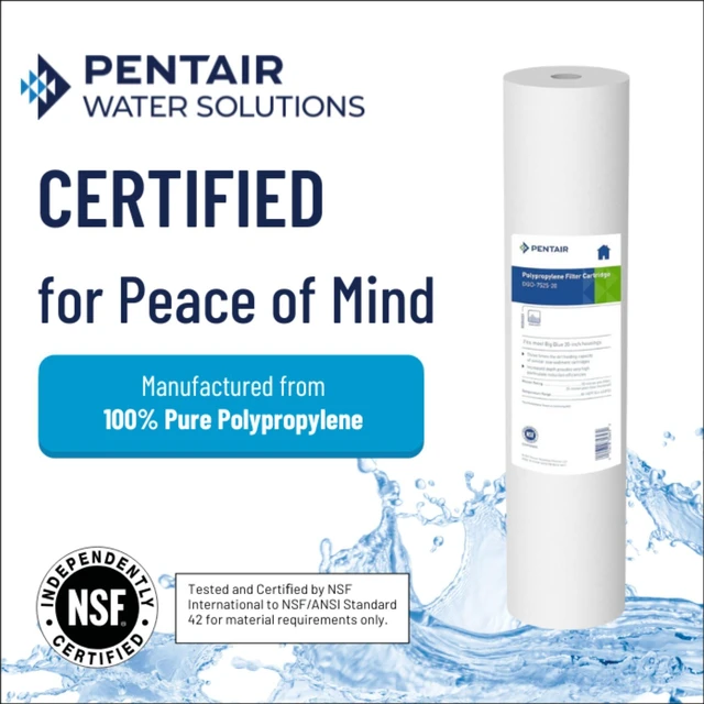 Alt view image 3 of 6 - Pentair DGD-7525-20 Big Blue 20-Inch Sediment Filter, Pack of 2 Whole House Spun Polypropylene Sediment Cartridge; 20" x 4.5", 25 Micron, 3X Dirt-Holding, NSF/ANSI 42, Fits Big Blue