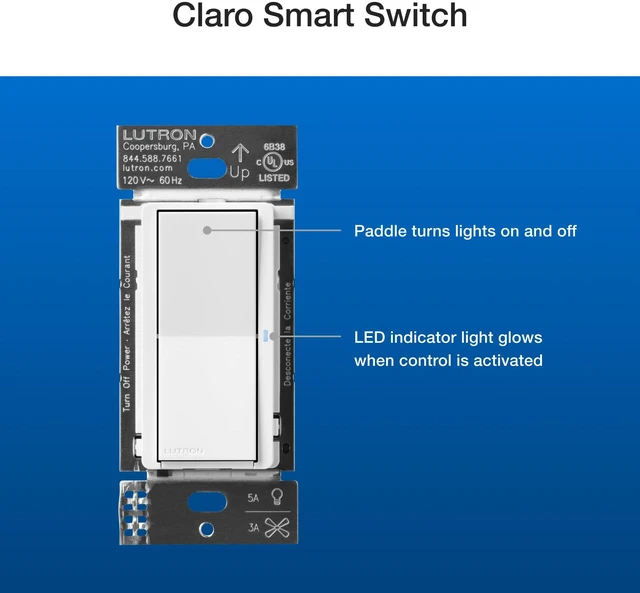 Alt view image 4 of 7 - Claro 3-Way Smart Switch Kit; Switch, Wallplate, Remote & Bracket Wireless 3-way kit allows you to add a second switch anywhere without running wire, DVRF-PKG1S-WH, White