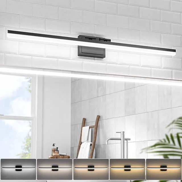 Main image of Modern Bathroom Vanity Light 39.4 inch, 34W Dimmable 5CCT Led Bathroom Light Fixture Over Mirror, Black Bar Vanity Light for Bathrooms Mirror Cabinets Bedroom