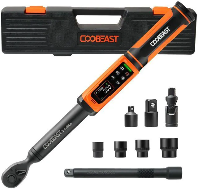 Main image of Digital Torque Wrench 3/8 Drive,Preset Value(1.5-99.5Ft-lbs./2-135 Nm) Buzzer and LED Alert,±2% High Accuracy,72-Tooth, Quick Release,Reversible,Large Screen,for Bike Motorcycle,Gift for Men,DIY