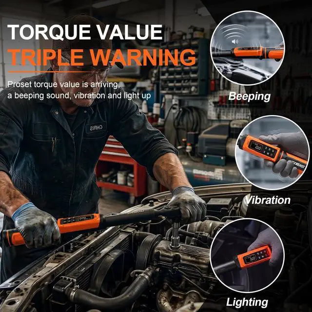 Alt view image 4 of 7 - Digital Torque Wrench 3/8 Drive,Preset Value(1.5-99.5Ft-lbs./2-135 Nm) Buzzer and LED Alert,±2% High Accuracy,72-Tooth, Quick Release,Reversible,Large Screen,for Bike Motorcycle,Gift for Men,DIY