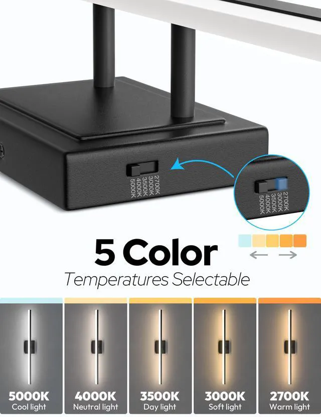 Alt view image 3 of 7 - Modern Bathroom Vanity Light 39.4 inch, 34W Dimmable 5CCT Led Bathroom Light Fixture Over Mirror, Black Bar Vanity Light for Bathrooms Mirror Cabinets Bedroom
