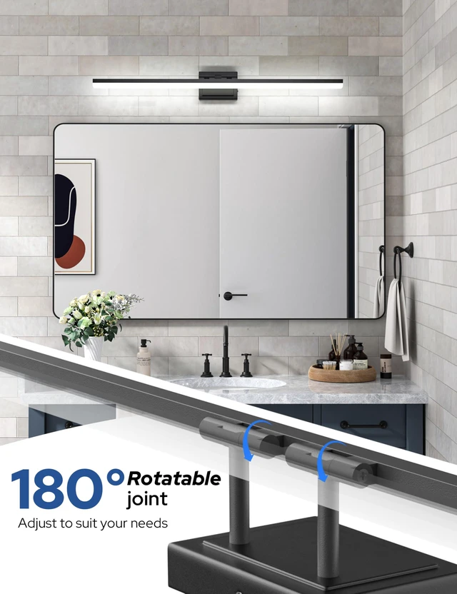 Alt view image 5 of 7 - Modern Bathroom Vanity Light 39.4 inch, 34W Dimmable 5CCT Led Bathroom Light Fixture Over Mirror, Black Bar Vanity Light for Bathrooms Mirror Cabinets Bedroom