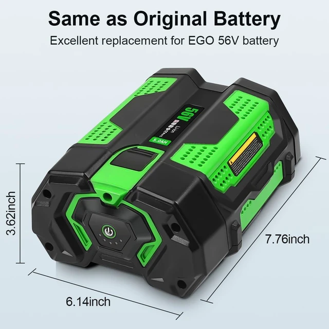 Alt view image 4 of 7 - 5.0Ah Replacement for EGO 56v BatteryGreen-5.0AH