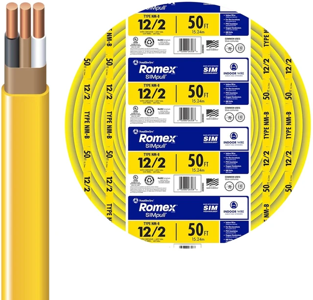 Main image of Romex Brand Simpull Solid Indoor 12/2 W/G NMB Cable 50ft coil - SW# 28828222