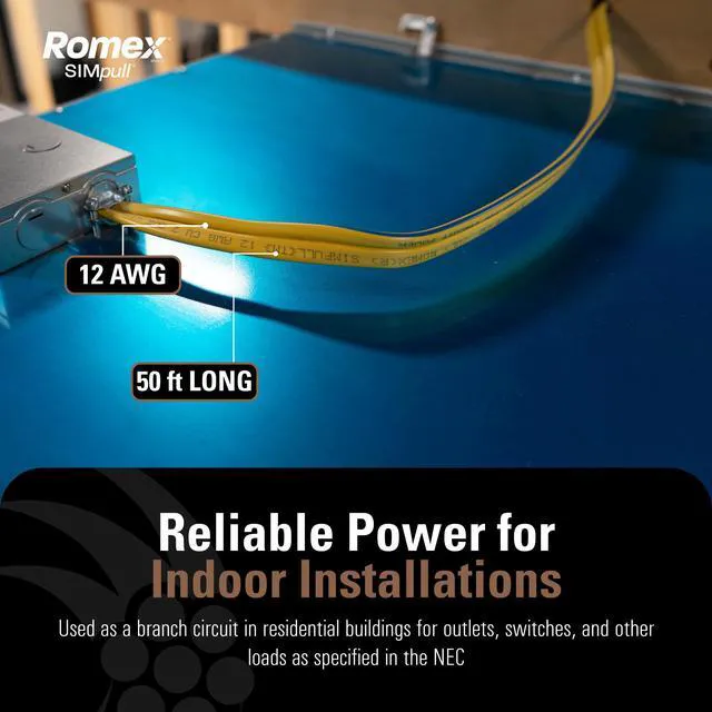 Alt view image 2 of 7 - Romex Brand Simpull Solid Indoor 12/2 W/G NMB Cable 50ft coil - SW# 28828222