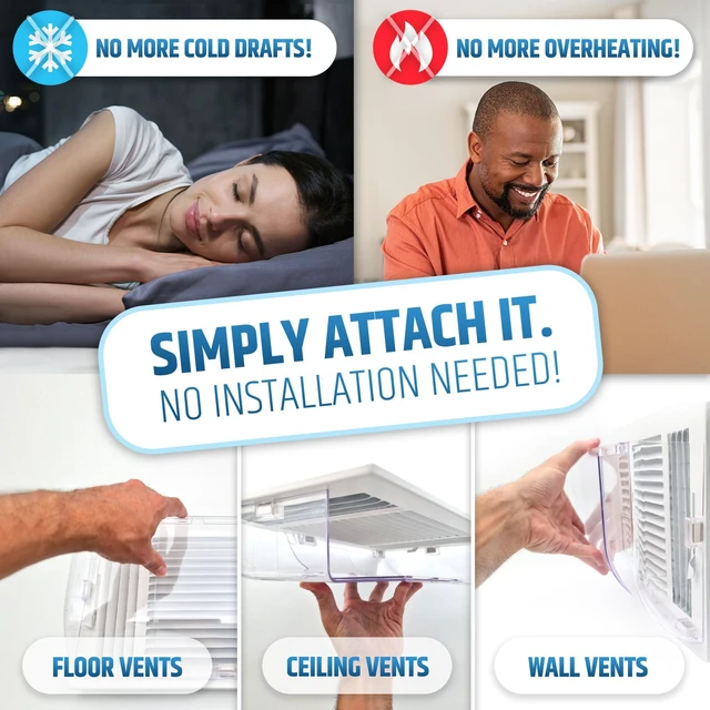 Alt view image 7 of 7 - Larger (New Version) 7.5" Magnetic Vent Air & Heat Deflector (4 Pack) for Ceiling, Floor & Wall - Will Never Fall Off - Adjustable from 9.2 - 16 - Super Strong Neodymium Magnets Upgraded Design
