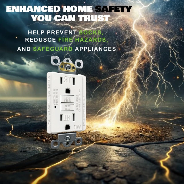 Alt view image 6 of 7 - (15 AMP-10 Pack) GFCI Outlet WR White Tamper Resistant, Weather Resistant GFI Receptacle with Self-Test, LED Indicator,UL Listed, Easy Install Ground Fault Outlet for Outdoor Use & Bathroom
