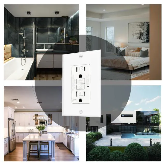 Alt view image 5 of 7 - (15 AMP-10 Pack) GFCI Outlet WR White Tamper Resistant, Weather Resistant GFI Receptacle with Self-Test, LED Indicator,UL Listed, Easy Install Ground Fault Outlet for Outdoor Use & Bathroom