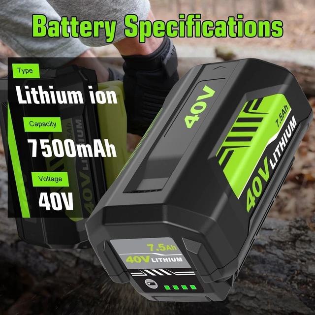 Alt view image 2 of 7 - 2Packs Lithium Replacement Battery Compatible with Ryobi 40V Battery 7.5Ah OP4050A OP40601 OP4040 OP4030 OP4050 OP40261 OP40201 OP40401 Cordless Power Tools with LED Indicator