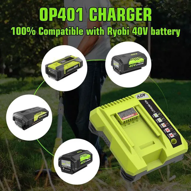 Alt view image 5 of 7 - 2Packs Lithium Replacement Battery Compatible with Ryobi 40V Battery 7.5Ah OP4050A OP40601 OP4040 OP4030 OP4050 OP40261 OP40201 OP40401 Cordless Power Tools with LED Indicator