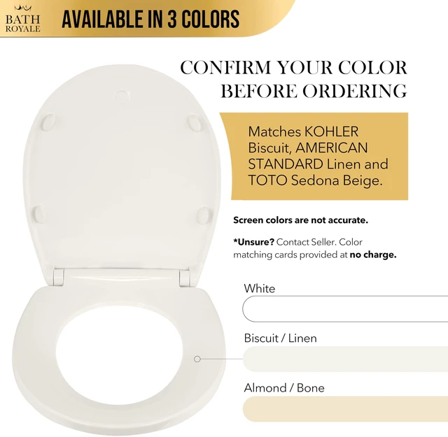 Alt view image 3 of 7 - Round Toilet Seat Replacement with Cover BR500-01 Slow Close, Heavy Duty Sturdy, Stain-Resistant, No Jiggle and Easy to Clean, Fits All Toilet Brands, Executive Series - Biscuit/Linen