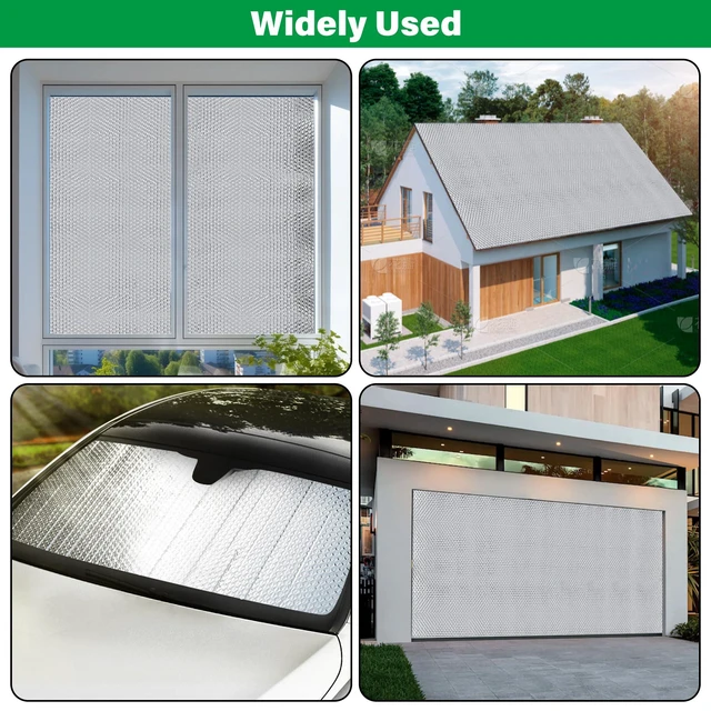 Alt view image 3 of 7 - Window Insulation Roll 48IN x 50FT Reflective Heat Shield Bubble Film Double-Sided Aluminum Foil Insulation Weatherproof Garage Door Cover for Windows RV Basement Winter Summer