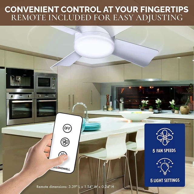 Alt view image 6 of 6 - Socket Breeze Light 5-Speed Deluxe LED Ceiling Fans with Lights and Remote Control For Bedroom, Kitchen, Living Room,1000 Lumens / 5000 Kelvins As Seen On TV