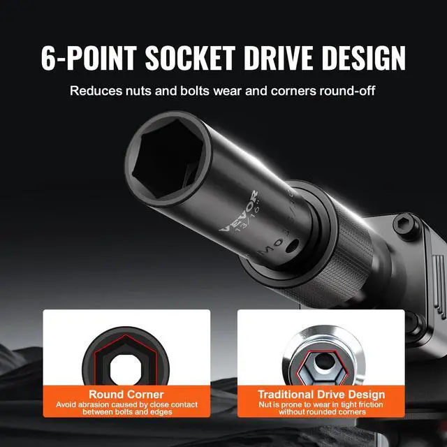 Alt view image 5 of 7 - Impact Socket Set 3/8" & 1/2" Socket Set 59PCS SAE 5/16" to 1-1/4" and Metric 6-32mm, 6 Point Cr-Mo Alloy Steel for Auto Repair, Easy-to-Read Markings, Rugged Construction, Storage Case