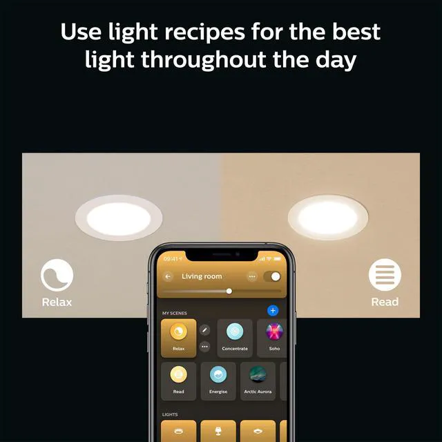 Alt view image 5 of 7 - Smart Slim 6 Inch LED Downlight - White and Color Ambiance Color-Changing Light - 1 Pack - 1200LM - Indoor - Control with Hue App - Works with Alexa Google Assistant and Apple Homekit