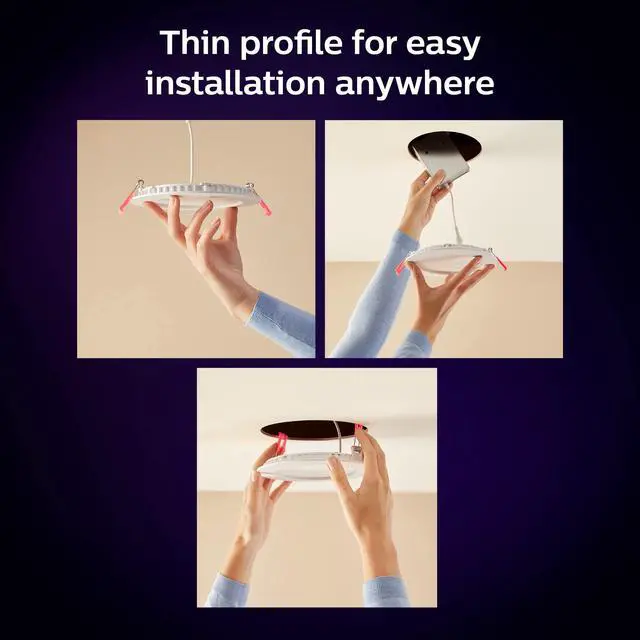 Alt view image 4 of 7 - Smart Slim 6 Inch LED Downlight - White and Color Ambiance Color-Changing Light - 1 Pack - 1200LM - Indoor - Control with Hue App - Works with Alexa Google Assistant and Apple Homekit