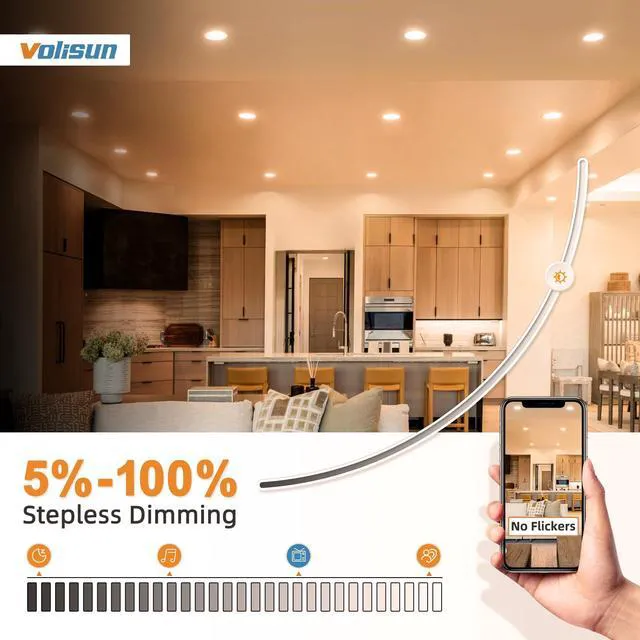 Alt view image 3 of 7 - 12 Pack 3 inch Recessed Lighting, 5CCT, 2700K-5000K Selectable LED Recessed Light with Junction Box, Dimmable Canless Wafer Downlight, LED Ceiling Light ETL Certificated