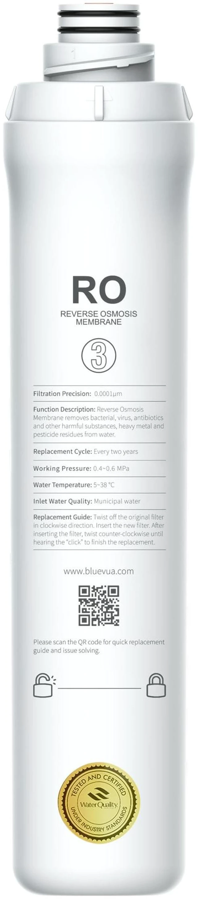 Main image of Official ROPOT RO Filter, Replacement for RO100ROPOT WQA & NSF Certified, 2-year -3rd Stage