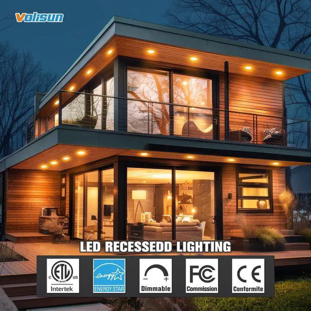 Alt view image 7 of 7 - 12 Pack 3 inch Recessed Lighting, 5CCT, 2700K-5000K Selectable LED Recessed Light with Junction Box, Dimmable Canless Wafer Downlight, LED Ceiling Light ETL Certificated