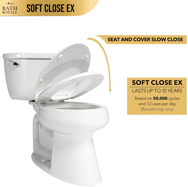 Alt view image 4 of 7 - Toilet Seat Upgrade Round BR500-02 Heavy Duty Quiet Close, Durable, Stain-Resistant and Easy to Clean, Fits All Toilet Brands, Executive Series - Almond/Bone